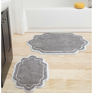 Home Weavers Allure Collection Absorbent Cotton 2 Piece Set, Machine Washable and Dry Bath Rug-17"x24", 21"x34"
