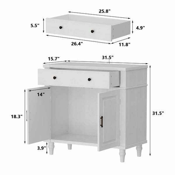 FreeStanding Bathroom Cabinet 1Drawer 2 Door Entryway Storage Cabinet