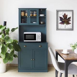 VEIKOUS 72'' Kitchen Pantry Cabinet Storage Hutch with Microwave Stand