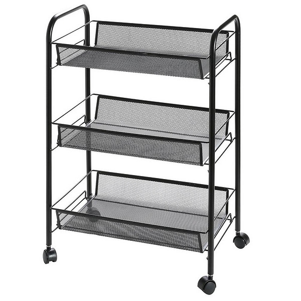 3-Tier Rolling Kitchen Trolley Cart Island Wire Rack Shelf