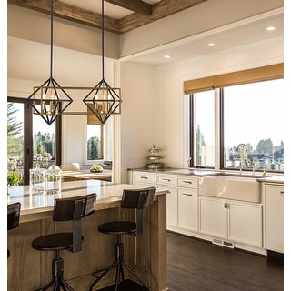 Eglo Pryor 6-Light Antique Gold and Black Geometric Pendant