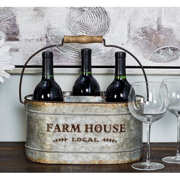 Grey Iron Farmhouse Wine Holder 7 x 13 x 9 - 13 x 9 x 7