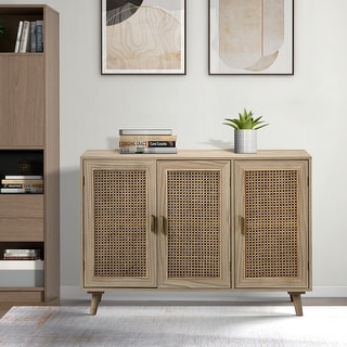 Filippo Traditional Rattan 3-Door 43" Accent Cabinet with Shelves by HULALA HOME