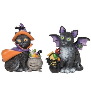Halloween Resin Cat Figurines, Set of 2 - Set of 2