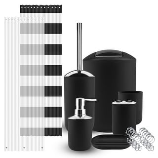 Clara Clark 9 Piece Complete Bathroom Accessories Kit with Shower Curtain Set