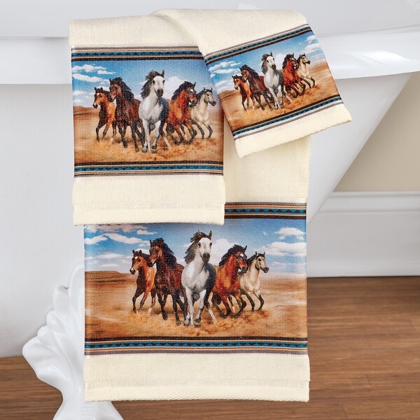 Southwest Running Horses Scene 3-Piece Towel Set - 10.380 x 6.000 x 2.000