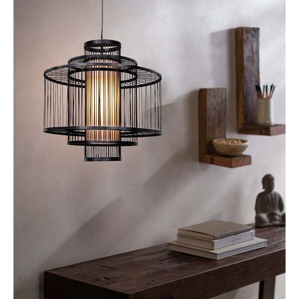 Tiered Bamboo Chandelier - 19.6"L x 19.6"W x 19.6"H