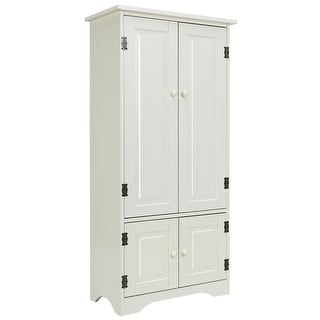 Costway Accent Storage Cabinet Adjustable Shelves Antique 2 Door Floor