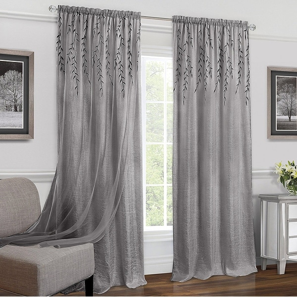 Willow Crushed Satin Double Layer Rod Pocket Panel, 42x63 Inches - 42x63 Inches