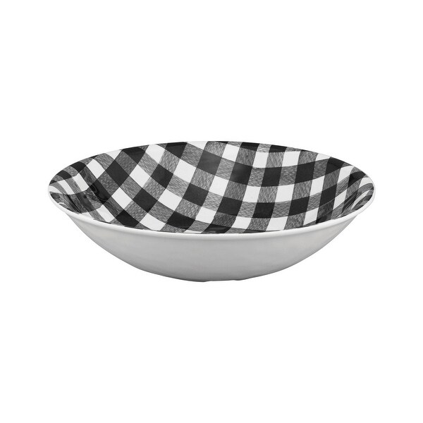 UPware 12-Piece Gingham Melamine Dinnerware Set, Black