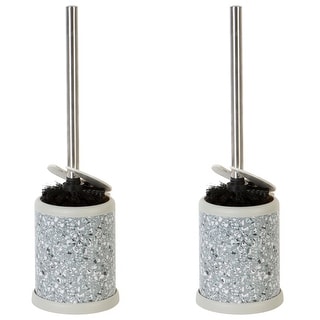 2 Pack Self Closing Lid Toilet Brush and Holder