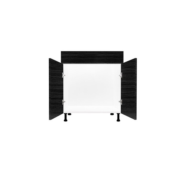 Nelson Cabinetry 24" Dark Wood European Flat Panel Single Vanity Sink Base Cabinet with Soft-Closing Doors