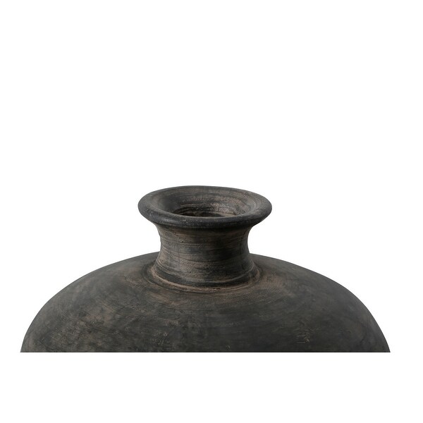Artissance Earthy Gray Short Neck Pottery Vase, 12 Inch Tall