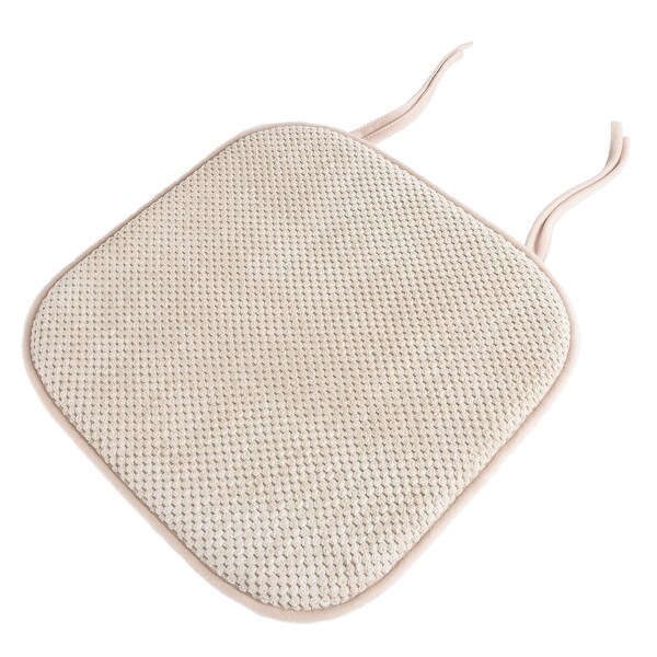 Memory Foam Chair Cushion with Ties and Nonslip Backing by Lavish Home- Taupe