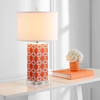 SAFAVIEH Lighting 27-inch Orange Quatrefoil Table Lamp (Set of 2)