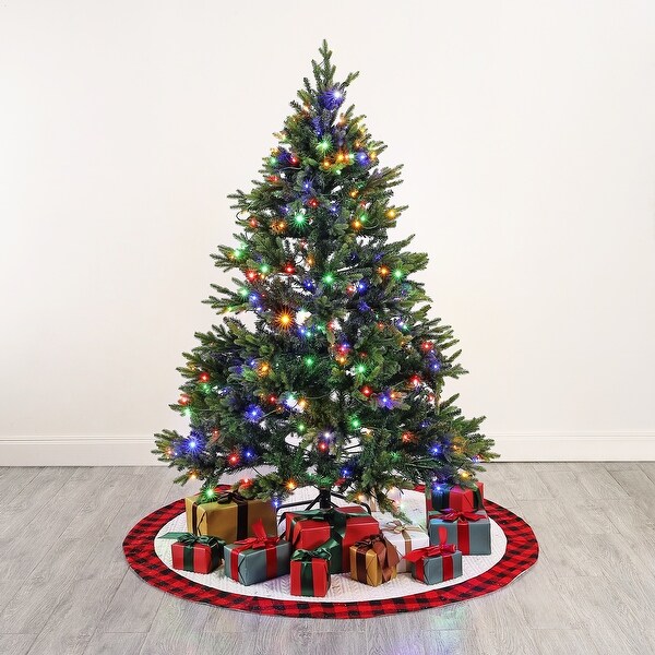 SAFAVIEH 5.5 Ft, Green, Pre-Lit Artificial Christmas Tree - 50" W x 50" D x 66" H
