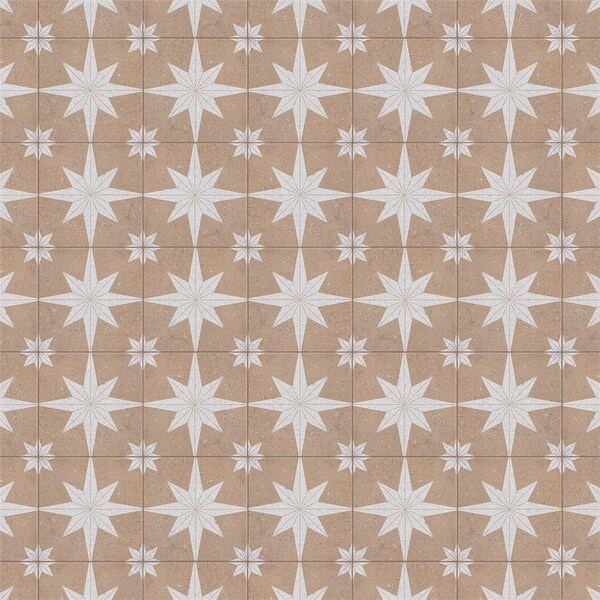 Merola Tile Compass Star Sand Stone 8" x 8" Porcelain Floor and Wall Tile