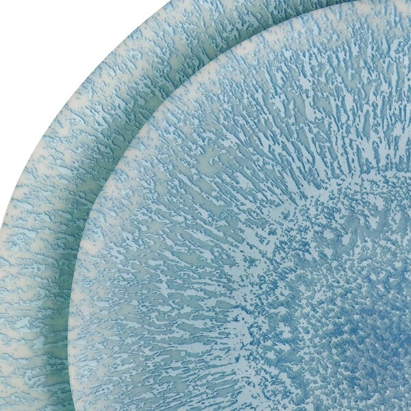 Gibson Home Indigo Frost 12 Piece Melamine Dinnerware Set in Blue - 8' x 10'