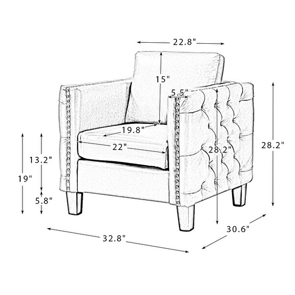 Pr Comfy Upholstered Club Chair with Nailhead Trim by HULALA HOME