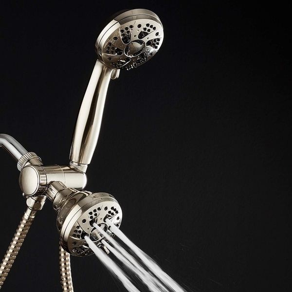 AquaDance Brushed Nickel High Pressure 6 Setting Shower Head Combo