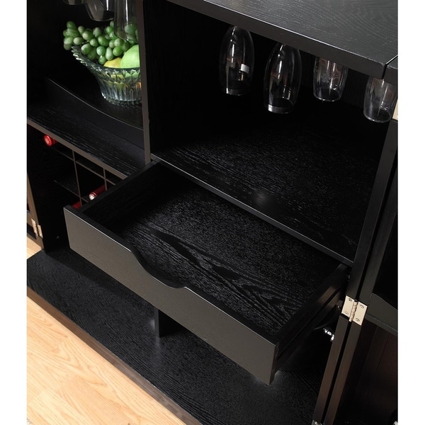 Proman California Fold Away Black Wood Bar Cabinet