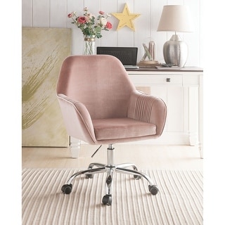 Swivel & Adjustable Elegant Style Velvet Office Chair with Chrome Base and Caster Wheels