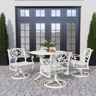 Sanibel White 5 Piece Outdoor Dining Set - 42' x 42' x 29'