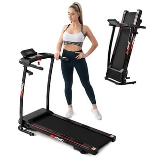 Black Folding Electric Treadmill With LCD Display&Cup Holder