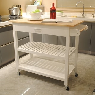 Mobile Kitchen Island with Two Lockable Wheels