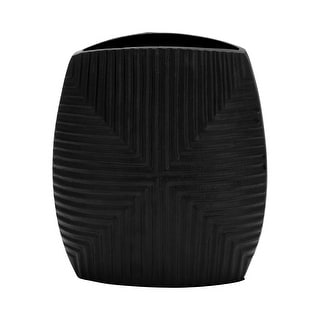Sagebrook Home Metal, 10"H Ribbed Vase, Matte Black, Novelty, Aluminum, Contemporary, 10"H, Ribbed
