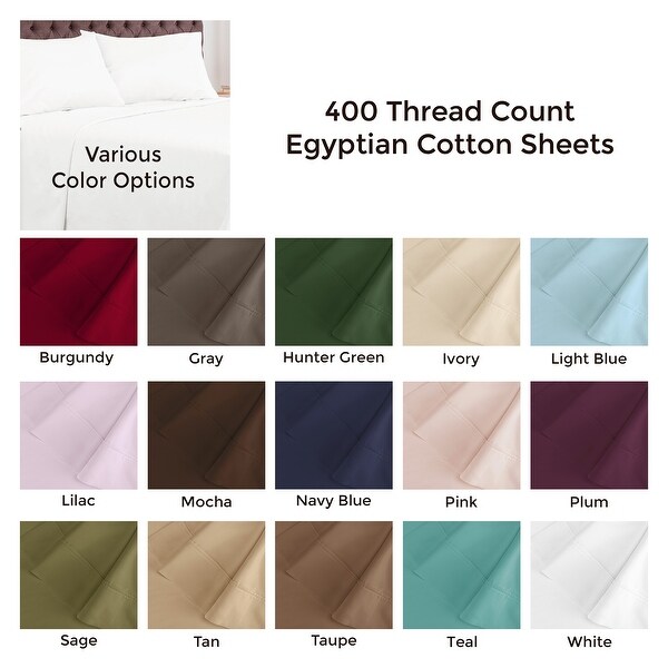 Superior 400 Thread Count Egyptian Cotton Sateen Bed Sheet Set