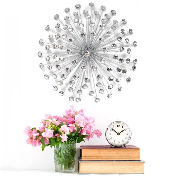 Stratton Home Decor Silver Acrylic Burst 24x24x5 Inch Metal Wall Art Decoration - 3.63