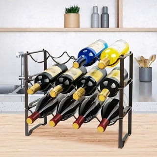 3 Tier Stackable Metal Wine Bottle Rack Holder Organizer Storage Hoom Decor for Kitchen