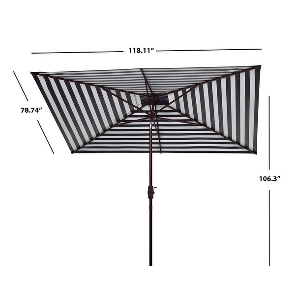 SAFAVIEH Outdoor Living Athens 6.5 x 10 Ft Rectangle Crank Umbrella