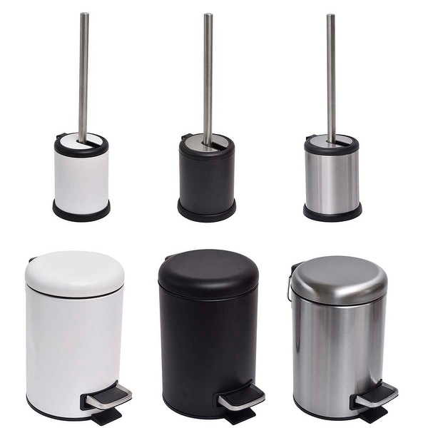 Evideco Soft Close Small Round Metal Bathroom Floor Step Trash Can - 3 liters - 0.8 gal