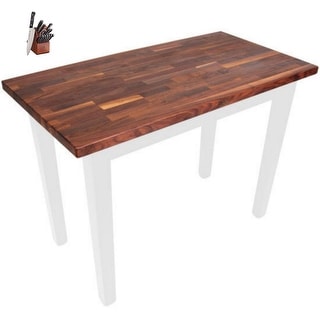John Boos Walnut 48x30 Table W/ Casters and Henckels Knife Set