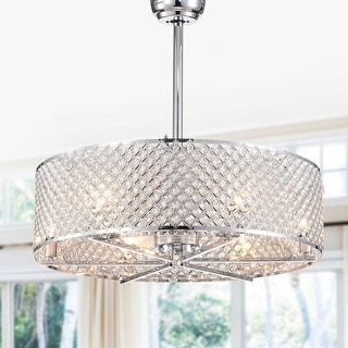 Miyaka Chrome 6-light Lighted Crystal Ceiling Fan