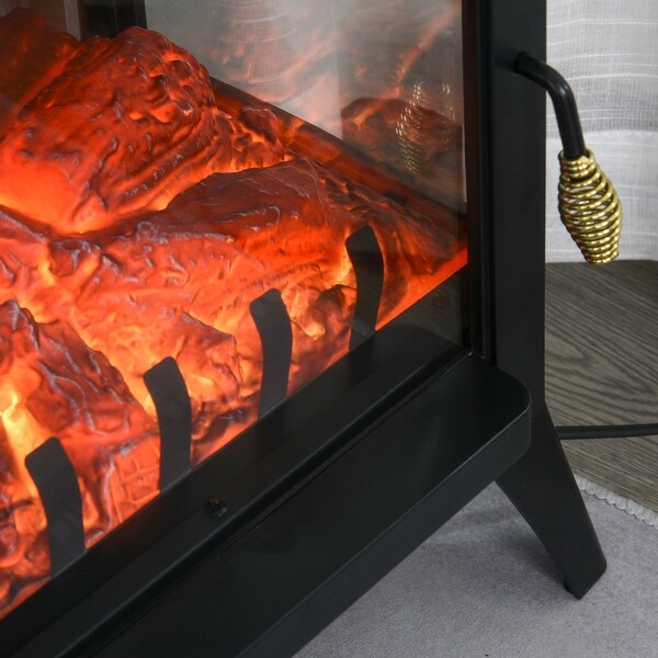 HOMCOM 750W/1500W Modern Electric Fireplace Heater with Realistic LED Faux Flame Effect