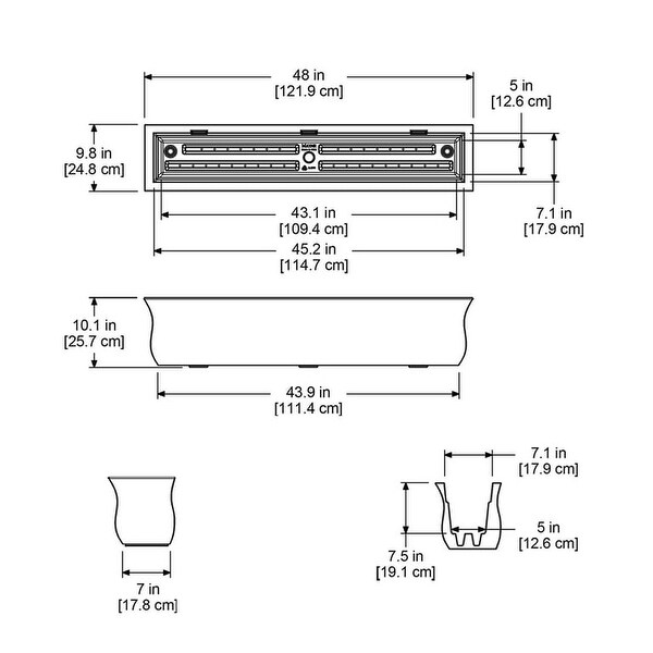 48" x 10" x 10" Self-Watering Polyethylene Window Box