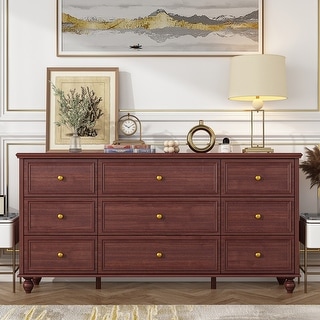 63"W Wood Dresser Bedroom Storage Drawer Organizer Closet 9 Drawer