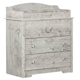Farmhouse Nautical 3 Drawer Rope Handle Baby Changing Table in Washed Pine - 40.75" H x 32.25" W x 19.5" D