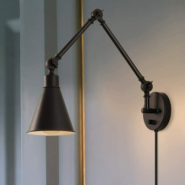 2 Pack Swing Arm Sconces in Black (Bulbs Not Included)