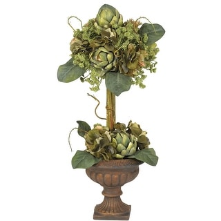 Artichoke Topiary Silk Flower Arrangement - H: 24 In. W: 12 In. D: 12 In.