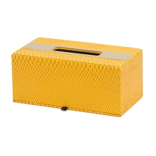 Faux Leather Tissue Box Cover - 10.5" x 5.5" x 4.5" - Yellow