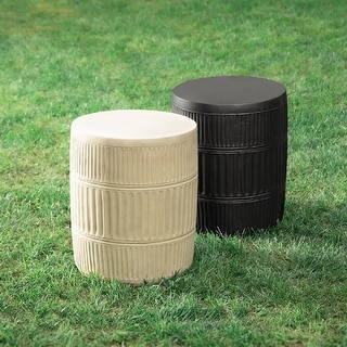 Glitzhome 18"H Modern MGO Faux Drum Garden Stool Plant Stand Accent Table