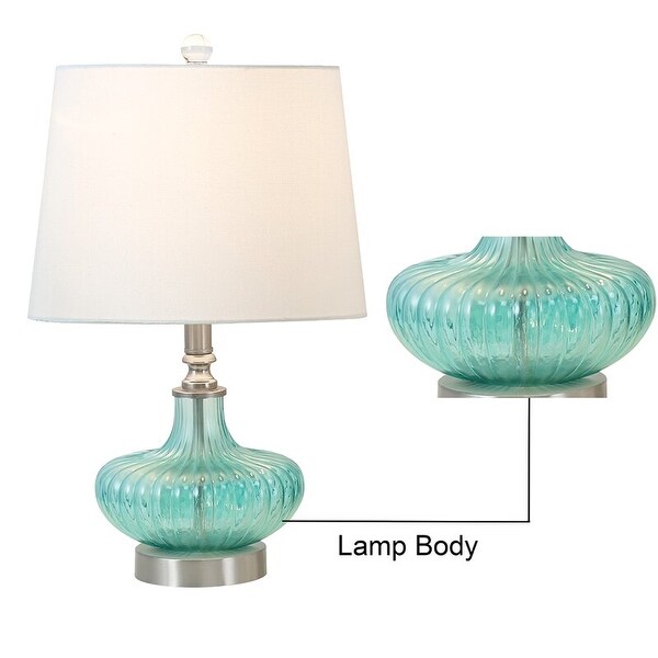 Maxax 19" Blue Glass Table Lamp Set (Set of 2)