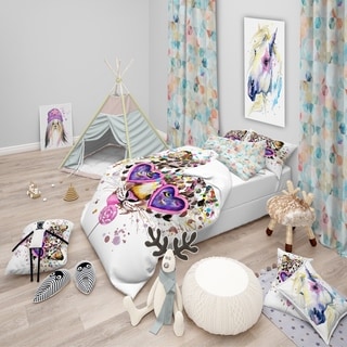 Designart 'Funny Leopard with Heart Glasses' Tropical Bedding Set - Duvet Cover & Shams