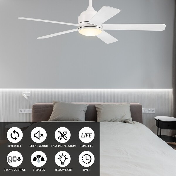 Acantha 52-inch Indoor Smart Ceiling Fan with LED Light Kit and Wall Control, Works with Alexa/Google Home/Siri