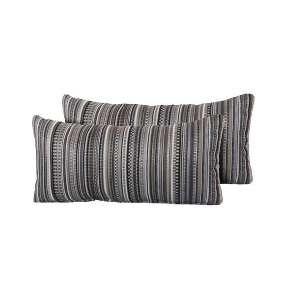 Black Stripe Outdoor Throw Pillows Rectangle Set of 2