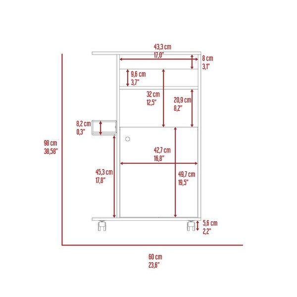 Kitchen Island Cart on Wheels with 1-Cabinet and 2-Open Shelves, Rolling Kitchen Island Coffee Bar Trolley for Dining Room